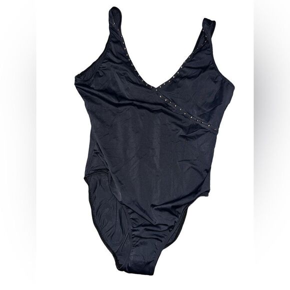 NEW WITHOUT TAGS Sun Streak by Newport News Front Zip Swimsuit 24W never used - Picture 1 of 4